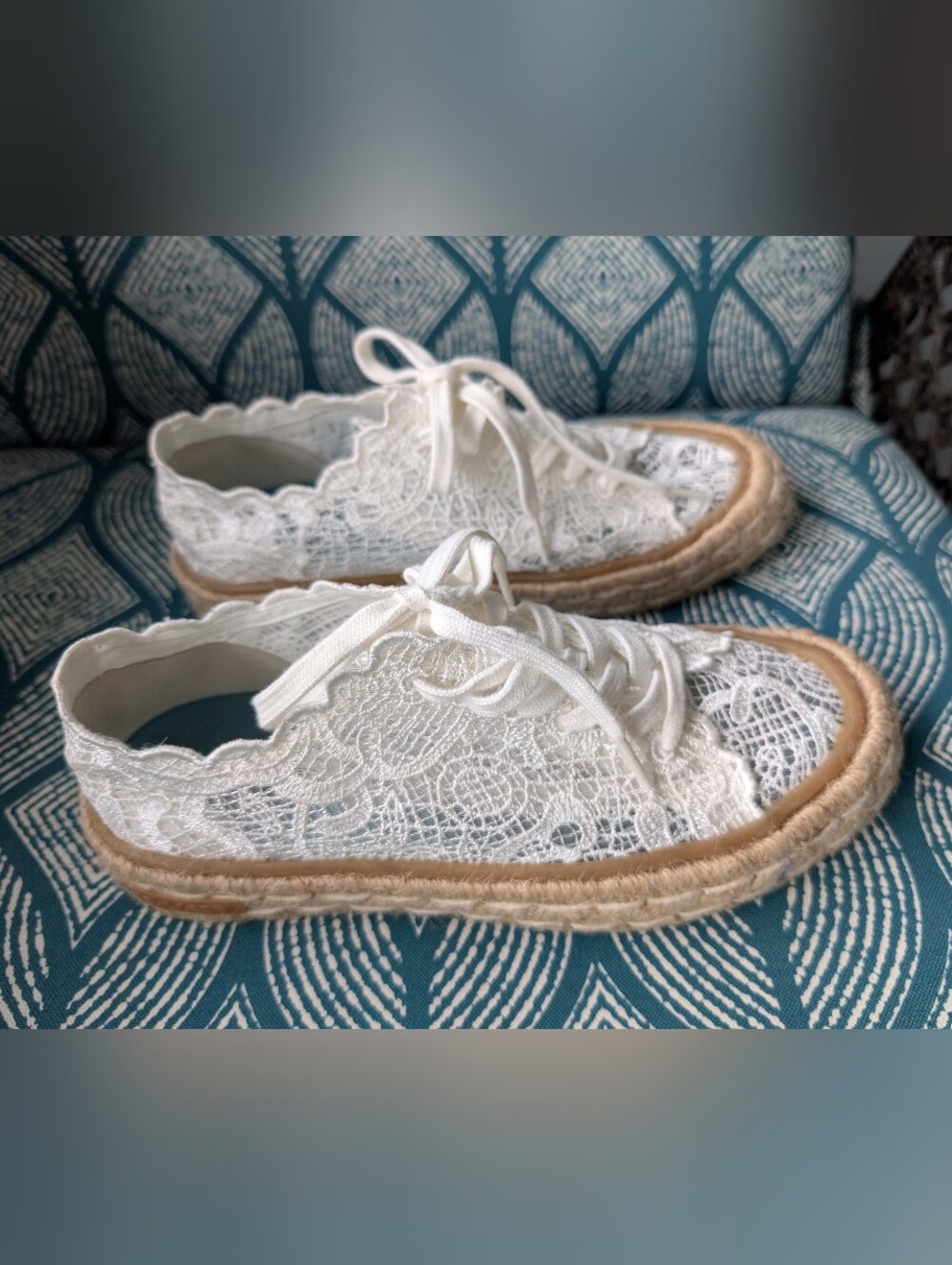SeaVees White Lace Espadrille Sneakers 7.5